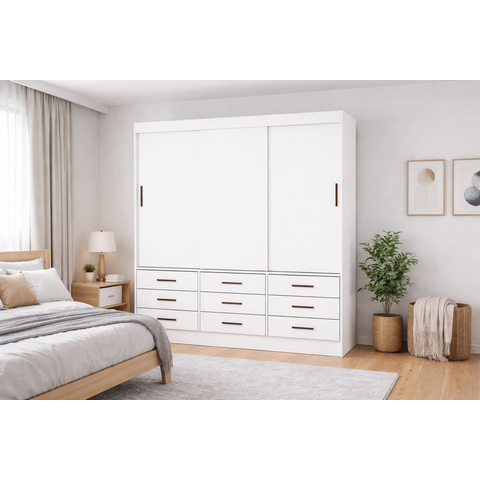 Guarda Roupa 9 Gavetas 3 Portas Sunset-grand Line