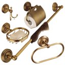 Ver imagem 1 de Kit de Acessórios Banheiro Bronze Luxuoso 5 Pçs Retrô Toalha