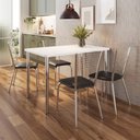 Ver imagem 3 de Conjunto Mesa de Jantar com 4 Cadeiras Multimóveis Cr50265 Cromado/branco/preto