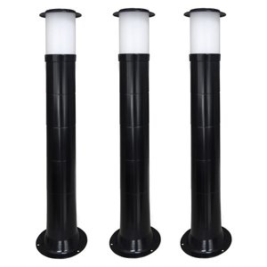 Poste Balizador Luminária Casa Jardim 75cm Preto Kit 3