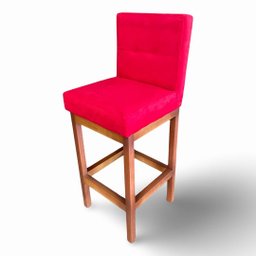 Banqueta Alta com Encosto Anatomico Tokio Suede Vermelho - G2home - 1