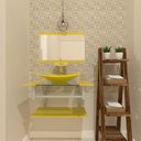 Ver imagem 1 de GABINETE DE VIDRO 60CM AC COM CUBA RETANGULAR - AMARELO