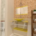 Ver imagem 2 de GABINETE DE VIDRO 60CM AC COM CUBA RETANGULAR - AMARELO