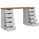 Ver imagem 2 de Escrivaninha Mesa Home Office 10 Gavetas Due Ii Nogal/branco
