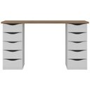 Ver imagem 4 de Escrivaninha Mesa Home Office 10 Gavetas Due Ii Nogal/branco