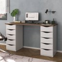 Ver imagem 1 de Escrivaninha Mesa Home Office 10 Gavetas Due Ii Nogal/branco
