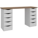 Ver imagem 3 de Escrivaninha Mesa Home Office 10 Gavetas Due Ii Nogal/branco