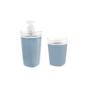 Porta Sabonete Liquido e Porta Algodao Gel Cinza Quarto Bebe 2un