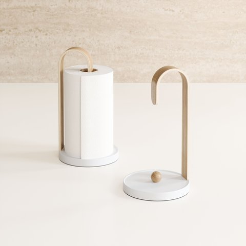 Bellwood - Porta Papel Toalha Natural e Branco