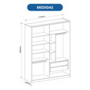 Ver imagem 3 de Módulo de Guarda Roupa 2 Portas 2 Gavetas Niquel e Blanc Elegance 