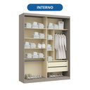 Ver imagem 7 de Módulo de Guarda Roupa 2 Portas 2 Gavetas Niquel e Blanc Elegance Cinza