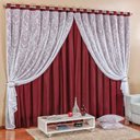 Ver imagem 1 de Cortina Capri para Sala Vinho com Renda Varão Simples 3 Metros - Bordados Ricardo 3036v
