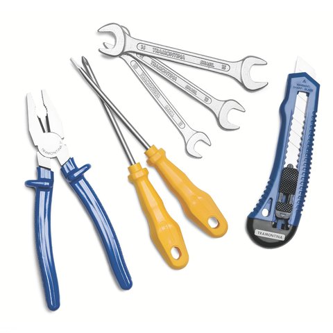 Kit de Ferramentas Tramontina com Alicate Estilete Chaves de Fenda e Chaves Fixas 7 Peças Tramontina