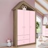 Guarda Roupa Infantil 2 Portas Chalé Rústico Rosa Chá Henn - 2