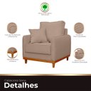 Ver mais imagens de Poltrona Sofa Sena Base de Madeira Luxo Conforto para Hotel e Sala Linho Bege