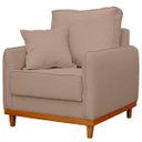 Ver imagem 4 de Poltrona Sofa Sena Base de Madeira Luxo Conforto para Hotel e Sala Linho Bege