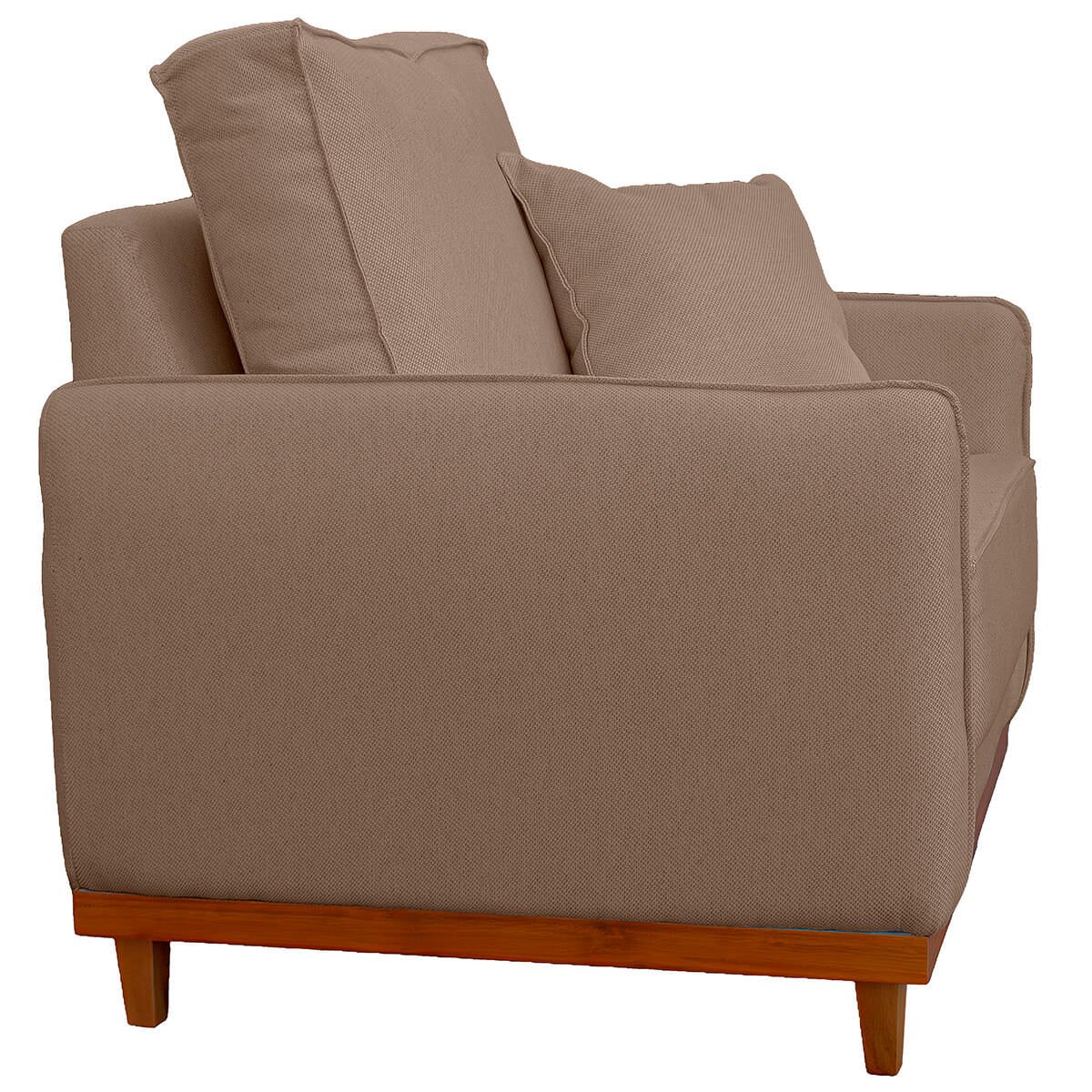 Poltrona Sofa Sena Base de Madeira Luxo Conforto para Hotel e Sala Linho Bege - 5