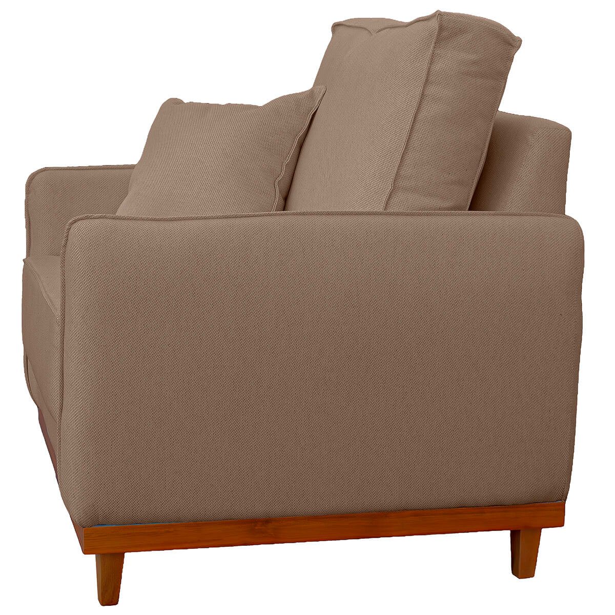 Poltrona Sofa Sena Base de Madeira Luxo Conforto para Hotel e Sala Linho Bege - 6