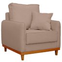 Ver imagem 3 de Poltrona Sofa Sena Base de Madeira Luxo Conforto para Hotel e Sala Linho Bege