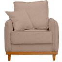 Ver imagem 1 de Poltrona Sofa Sena Base de Madeira Luxo Conforto para Hotel e Sala Linho Bege