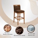 Ver imagem 4 de Kit 3 Banquetas Alta Cozinha Gourmet Conforto Suede:Suede Marrom