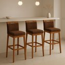 Ver imagem 3 de Kit 3 Banquetas Alta Cozinha Gourmet Conforto Suede:Suede Marrom