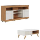 Ver imagem 1 de Rack Bancada Yara Freijó Off White com Mesa de Centro Jeri Off White Freijó - Colibri