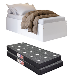Cama Bicama Auxiliar Vira Casal 2 Colchão Solteiro Matrix:branco - 1