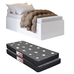 Cama Bicama Auxiliar Vira Casal 2 Colchão Solteiro Matrix:branco