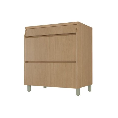 Gabinete de Cozinha Modulado C/ Tampo Simone Mendes C/ 1 Porta e 1 Gaveta 80cm Carvalho/greice -
