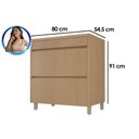 Ver imagem 4 de Gabinete de Cozinha Modulado C/ Tampo Simone Mendes C/ 1 Porta e 1 Gaveta 80cm Carvalho/greice -