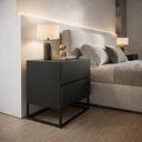 Ver imagem 1 de Kit 2 Mesas de Cabeceira para Quarto Casal Eros 45cm Base Ferro Estilo Moderno Pés Preto:preto