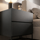 Ver imagem 4 de Kit 2 Mesas de Cabeceira para Quarto Casal Eros 45cm Base Ferro Estilo Moderno Pés Preto:preto