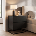 Ver imagem 2 de Kit 2 Mesas de Cabeceira para Quarto Casal Eros 45cm Base Ferro Estilo Moderno Pés Preto:preto