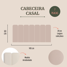 Cabeceira Casal Modulada Arredondada Cama Box Corino Marfim - 2
