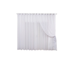 Cortina 2,80x2,50 Sala Quarto Cozinha Varão Voil Duplo: Branco - 1