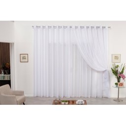 Cortina 2,80x2,50 Sala Quarto Cozinha Varão Voil Duplo: Branco - 5