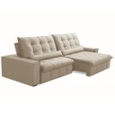 Ver imagem 1 de Sofá Retrátil Reclinável para Sala 4 Lugares 290cm Curie F04 Veludo Bege - Lyam Decor
