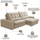 Ver imagem 3 de Sofá Retrátil Reclinável para Sala 4 Lugares 290cm Curie F04 Veludo Bege - Lyam Decor