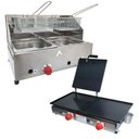 Ver imagem 1 de Kit Lanchonete Chapa 60cm com Prensa e Fritadeira Profissional 2 Cubas Alcamar