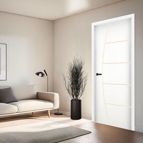 Folha de Porta em Madeira Frisada 2 210x80 Gitale Portas: Branco/ 210x80cm
