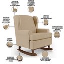 Ver imagem 4 de Kit 02 Poltronas De Amamentação Com Balanço Malu Base De Madeira P02 Linho Bege Escuro - Lyam
