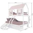 Ver imagem 3 de Beliche Casal/ Solteiro Casinha Bela 02 Gavetas Kit Escada/escorregador - Madeira Maciça Branco/