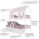 Ver imagem 4 de Beliche Casal/ Solteiro Casinha Bela 02 Gavetas Kit Escada/escorregador - Madeira Maciça Branco/