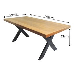 Mesa Industrial Texas Madeira Maciça 1,60m Ferragem Preta Movelaria Leal Mesa de Jantar Estilo Indus - 5