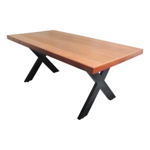 Mesa Industrial Texas Madeira Maciça 1,60m Ferragem Preta Movelaria Leal Mesa de Jantar Estilo Indus