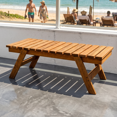 Banco 02 Lugares em Madeira Maciça 95cm Unique Yescasa Marrom/Nogueira
