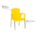 Ver imagem 4 de Kit 2 Poltronas Cromo Colors Amarela Empilhável Niquelart
