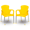 Ver imagem 5 de Kit 2 Poltronas Cromo Colors Amarela Empilhável Niquelart