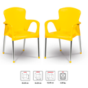 Ver imagem 2 de Kit 2 Poltronas Cromo Colors Amarela Empilhável Niquelart